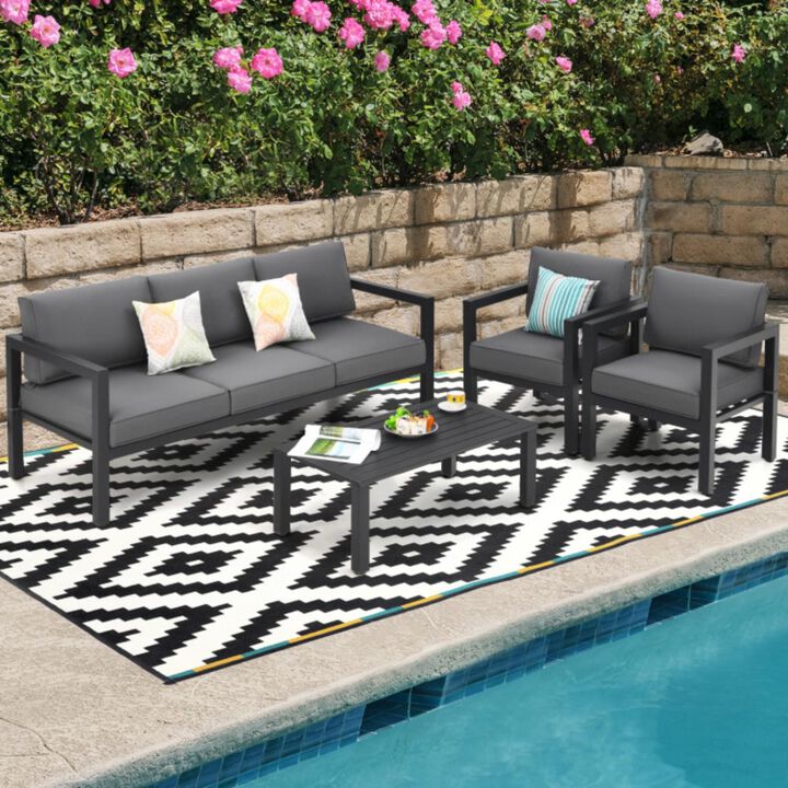 Hivvago 4 Pieces Outdoor Furniture Set for Backyard and Poolside