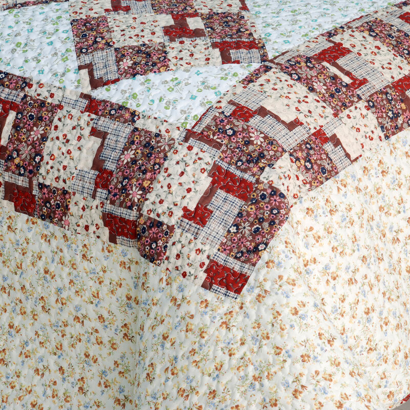 Fantasy Flowers 2 Piece Cotton Floral Quilt Set Soft Quilted Twin Bedding image number 4