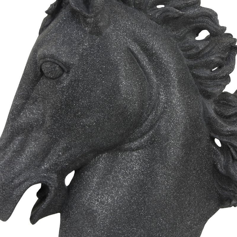 Ellena Horse Head Accent Bust, Highly Detailed Black Resin, 25 Inch - Benzara