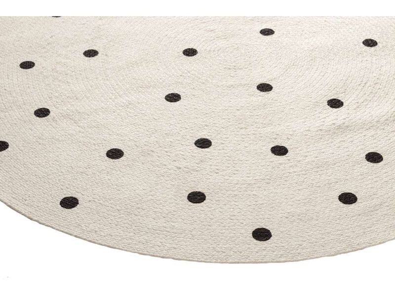 Totit Beige and Black Spotted Round Jute Rug image number 3