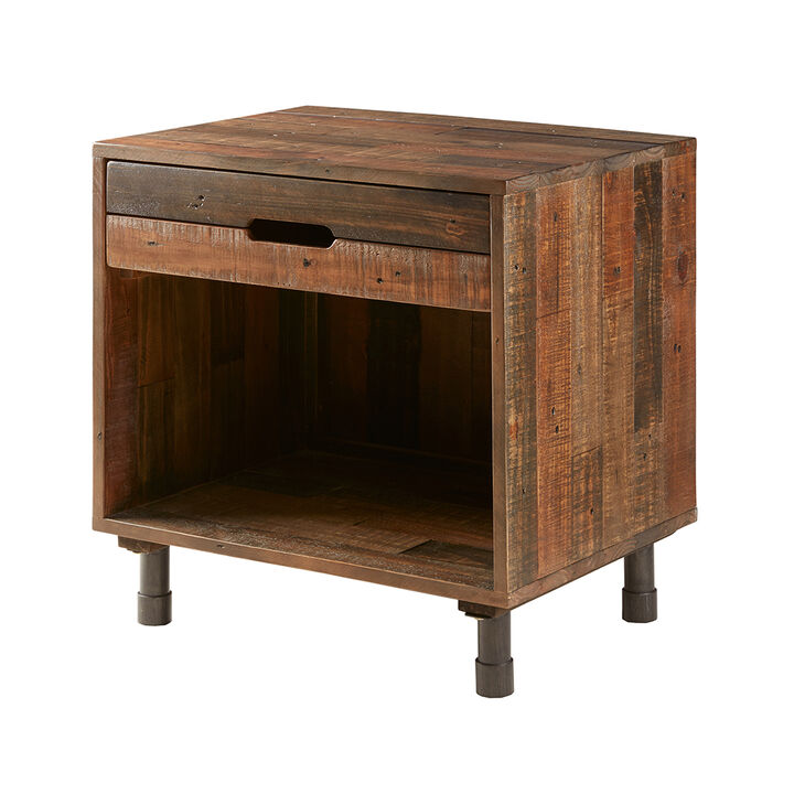 Gracie Mills Lowell Natural Harmony Solid Wood Nightstand for Timeless Bedroom Elegance