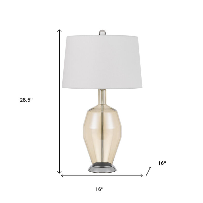 HomeRoots 29" Nickel Metal Round Table Lamp With White Drum Shade image number 2