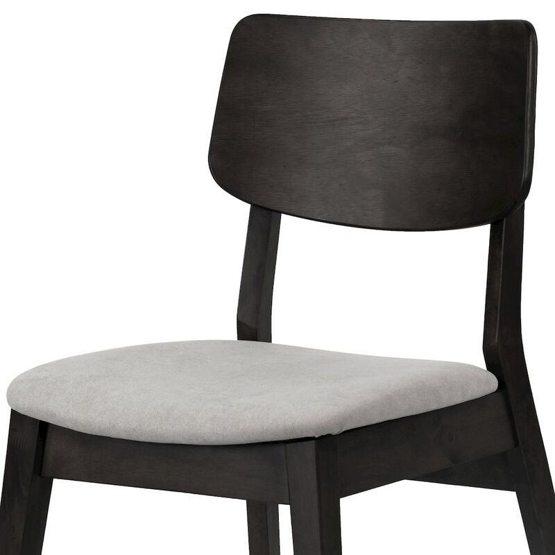Glamour Home Set of 2 Astin Black Wood Chair with Light Gray Fabric Seat