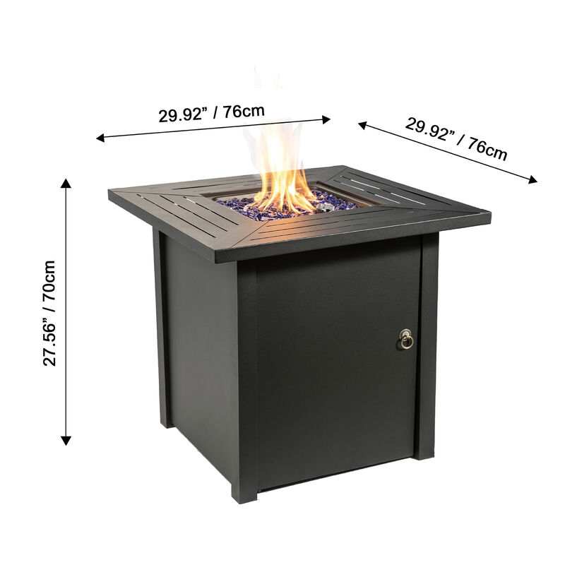 Teamson Home Outdoor Square 29" Propane Gas Fire Pit with Steel Base