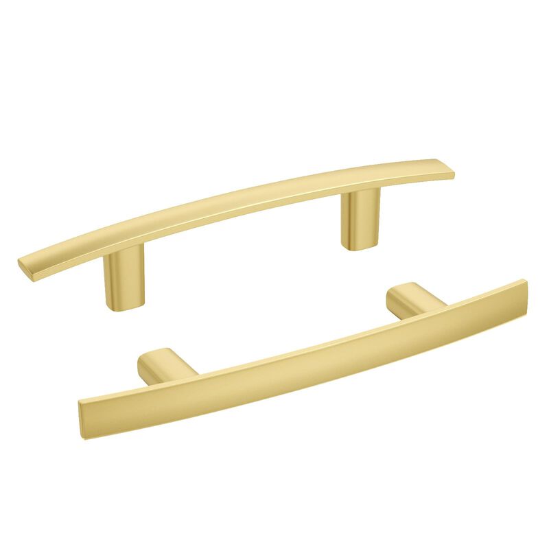 homdiy 10 Pack Brushed Gold Cabinet Handles Curved Gold Pulls for Kitchen Cupboard Brass Drawer Pulls 3 inch Hole Center Solid Z