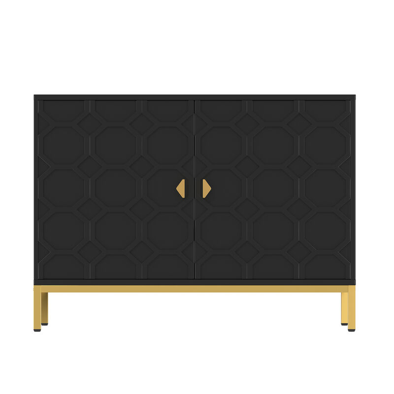 Freestanding Storage Cabinet 2-Door Accent Cabinet in Black