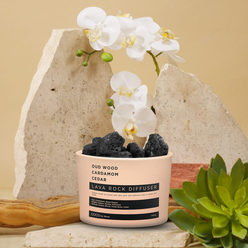 Lava Rock Diffuser - Oudwood, Cardamom, Cedar