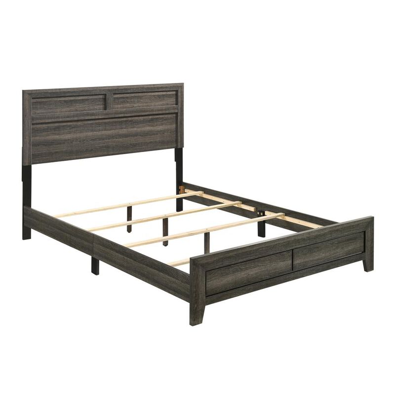 Issac Panel Bed-in-A-Box with USB in Gray Brown, Full