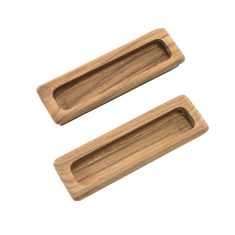 HomeRoots Set of Two Brown Teak Wood Drawer Pull Knobs image number 2