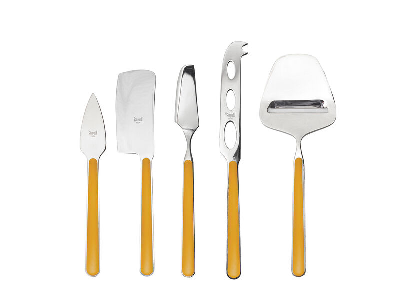 Cheese Knives 5Pc Fantasia - Mustard