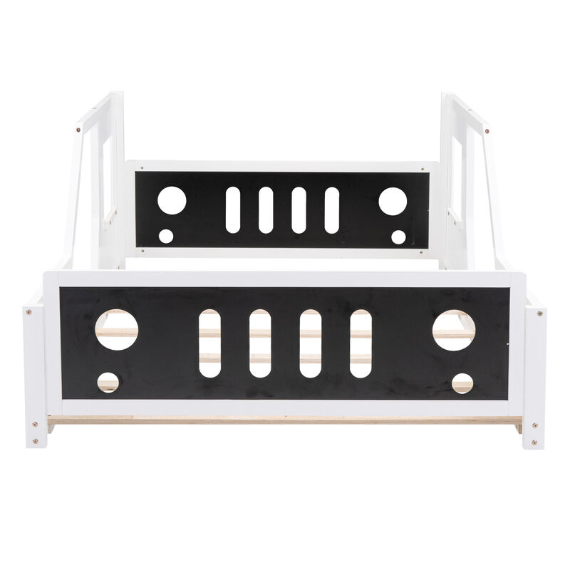 Streamdale Full Size Classic Car-Shaped Platform Bed With Wheels, White image number 8