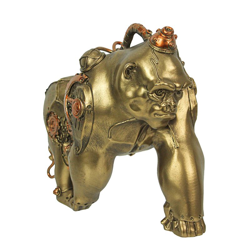 Resin Bronze Finish Steampunk Gorilla Sculpture Home Decor Statue Figurine Art image number 0