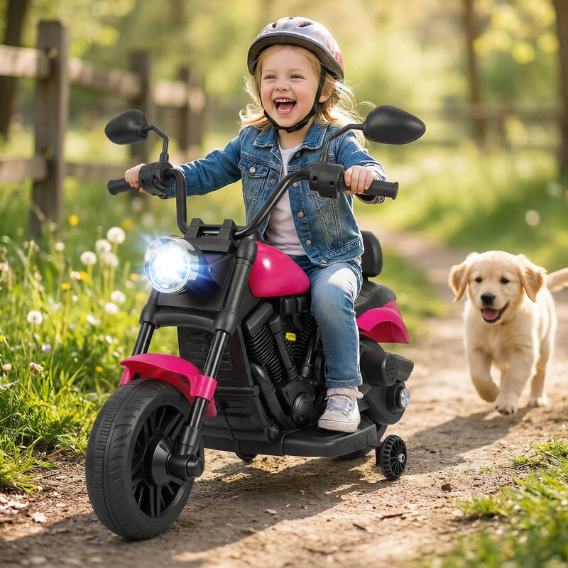 Kids 6V Ride On Motorcycle with Training Wheels Headlight and Music image number 1