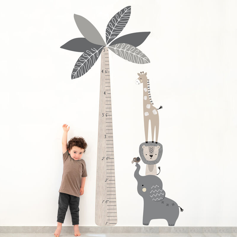Lambs & Ivy Jungle Safari Tree with Animals Kids Growth Chart Wall Decals