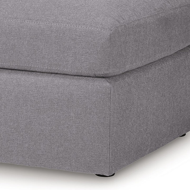 Meso Oversized Square Ottoman, Granite Gray Nuvella Polyester, 32 Inch - Benzara