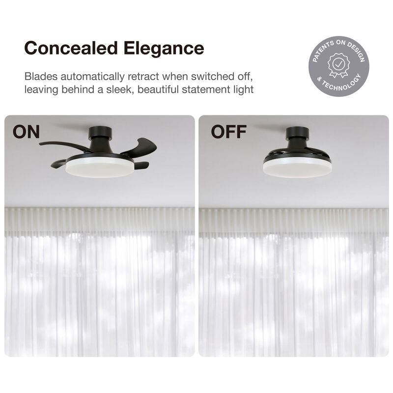 Fanaway Orbit 36" Indoor/Outdoor Retractable Blade Ceiling Fan with Light and Remote, Modern Fandelier Ceiling Fan, Patented Design Technology, Stronger Thicker Blades, Damp Rated image number 8