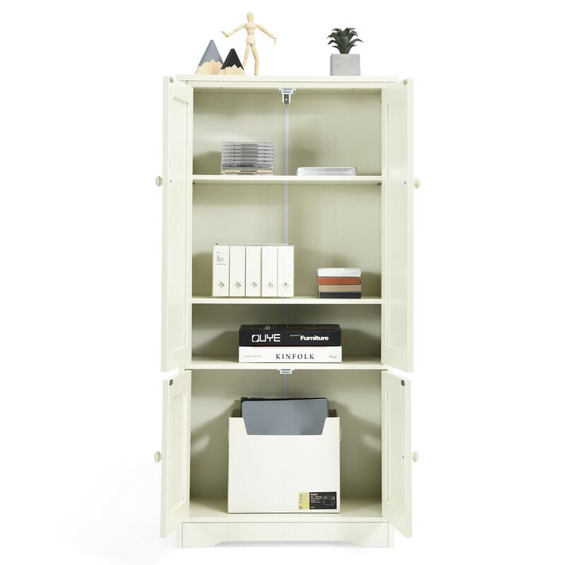 Accent Floor Storage Cabinet with Adjustable Shelves Antique 2-Door-White image number 6