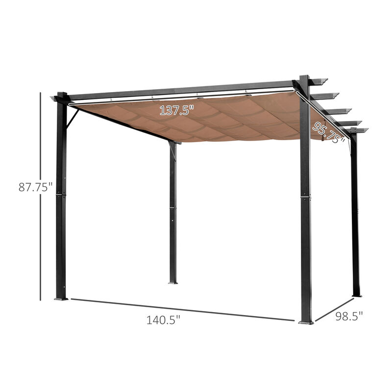 Outsunny 10' x 13' Aluminum Patio Pergola with Retractable Pergola Canopy, Backyard Shade Shelter for Porch, Outdoor Party, Garden, Grill Gazebo, Charcoal Gray