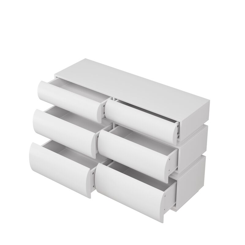 6 Drawer Dresser for Bedroom, White Dresser No Handle, Modern 6 Chest of Drawers with Wide Storage image number 6