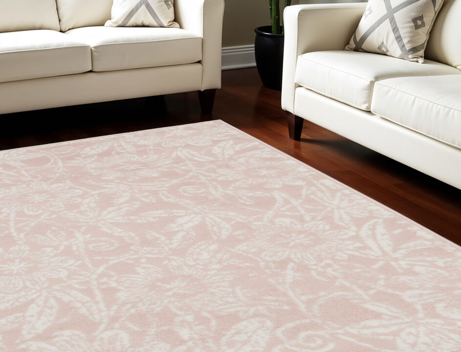HomeRoots Floral Distressed Non Skid Area Rug