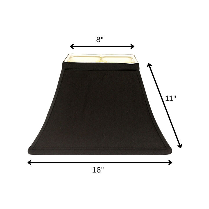 Hivvago 16" Black with White Lining Rectangle Bell Shantung Lampshade