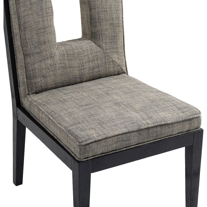Meridian Furniture Gwendolyn Grey Linen Textured Fabric Dining Side Chair, Set of 2
