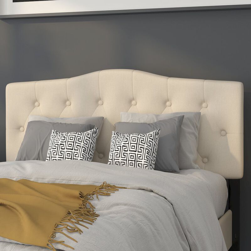 Flash Furniture Tufted Upholstered Full Size Headboard in Beige Fabric image number 4