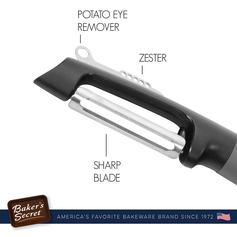 Baker's Secret Swivel Peeler, Vegetable Peeler, Kitchen Accessories Stainless Steel Easy-grip 10"