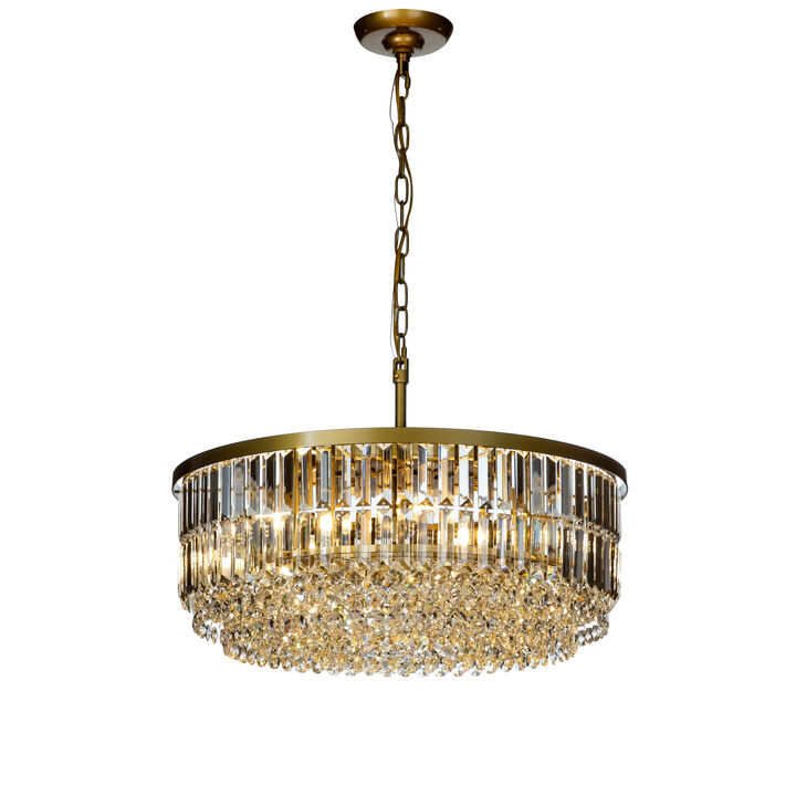 5 Lights 24" Traditional Gold Chandelier With Clear Crystal Accents
