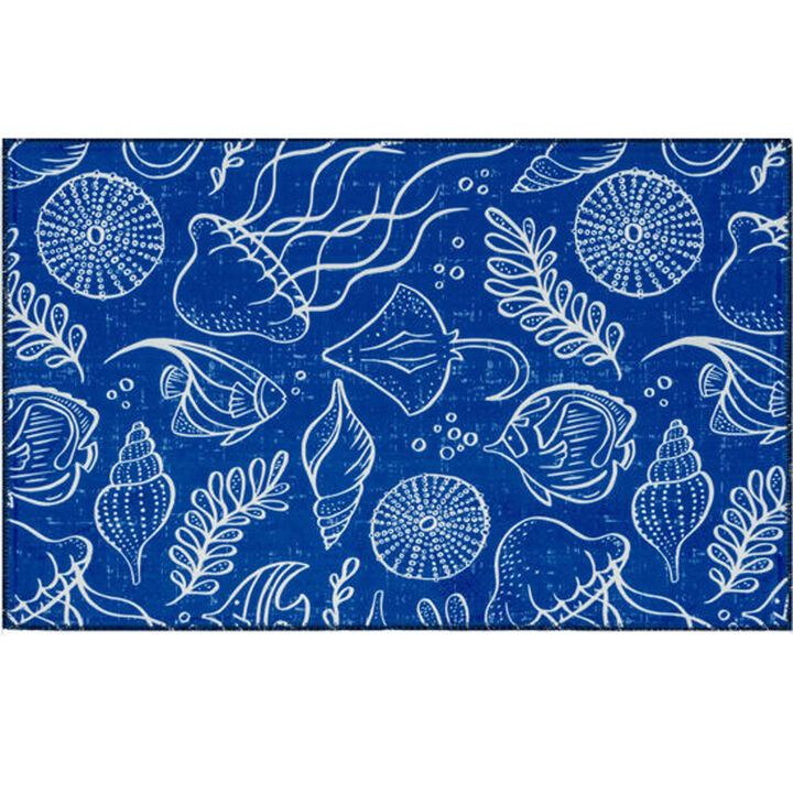 Olivia's Home Sea Life Pattern Indoor/Outdoor Decorative Accent Rug - 22"x32"