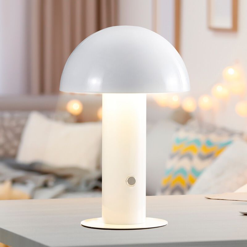 Boletus Contemporary Bohemian Rechargeablecordless Iron Integrated LED Mushroom Table Lamp