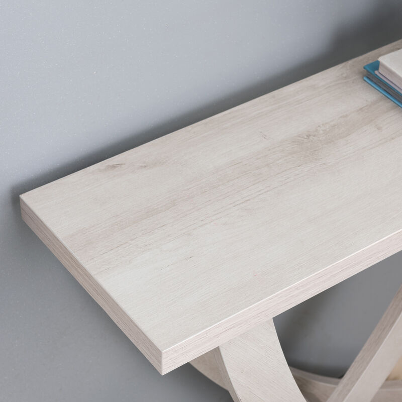 White Oak Curved Intersecting Legs Console Table with Spacious Top