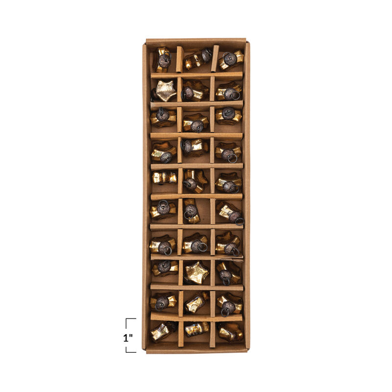 Glass Star Ornaments in Kraft Box, Gold Finish, Set of 30 image number 1
