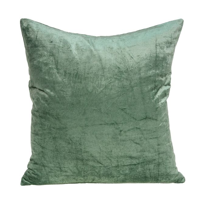 22" Green Cotton Velvet Solid Throw Pillow