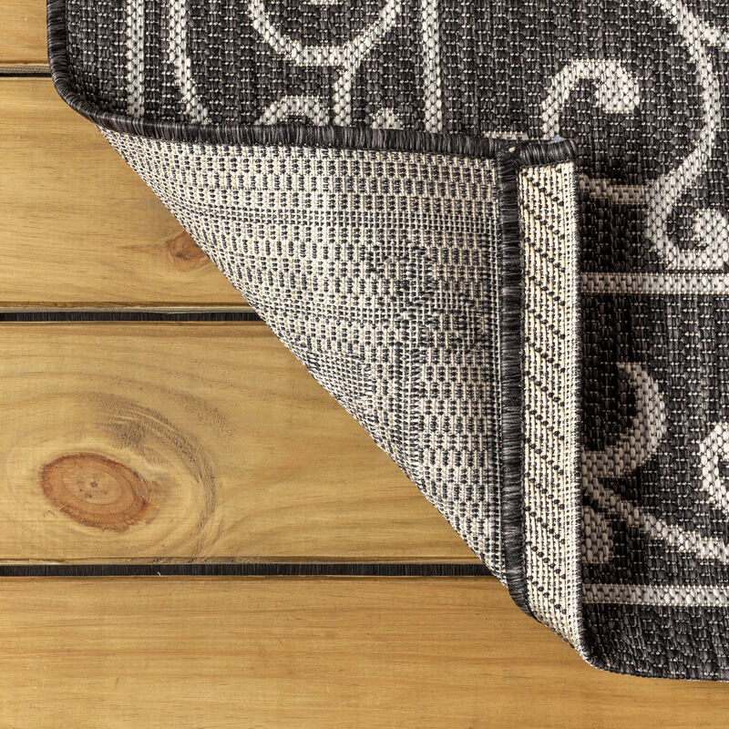 Charleston Vintage Filigree Textured Weave Octagon Indoor/Outdoor Area Rug