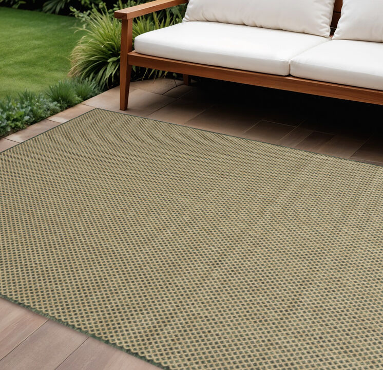 HomeRoots 9' X 12' Green Geometric Indoor Outdoor Area Rug