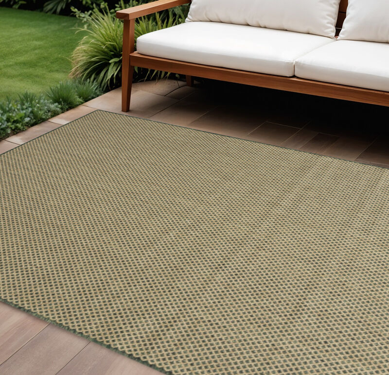 HomeRoots 9' X 12' Green Geometric Indoor Outdoor Area Rug image number 1