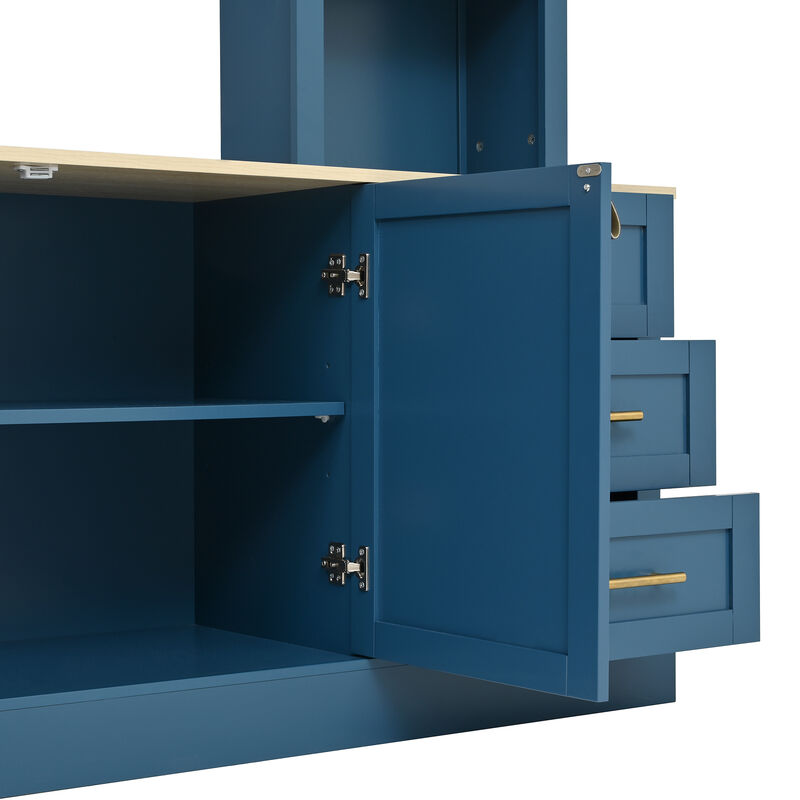 Merax Farmhouse 4-Piece Entertainment Center Wall Unit with Adjustable Shelves