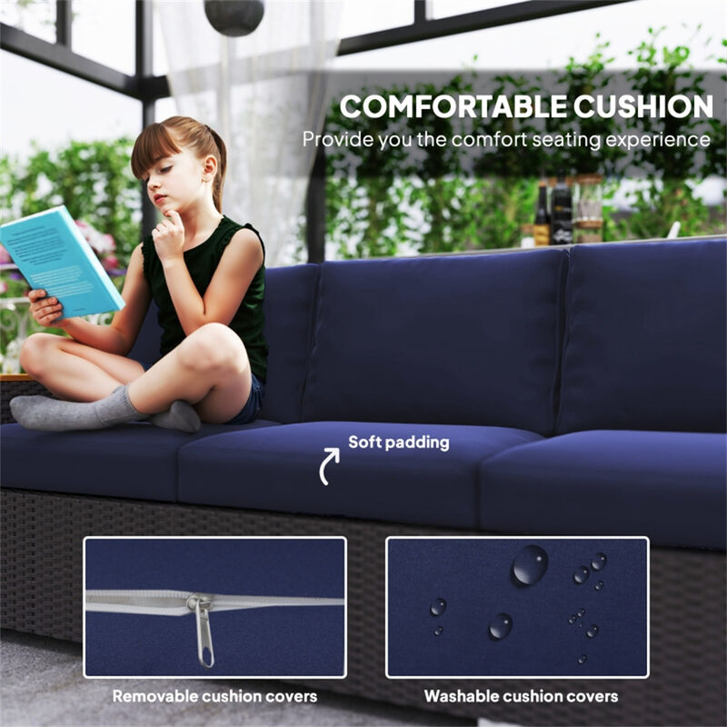 Modern Outdoor Patio Rattan Three-Seat Sofa for Backyard Seating image number 2