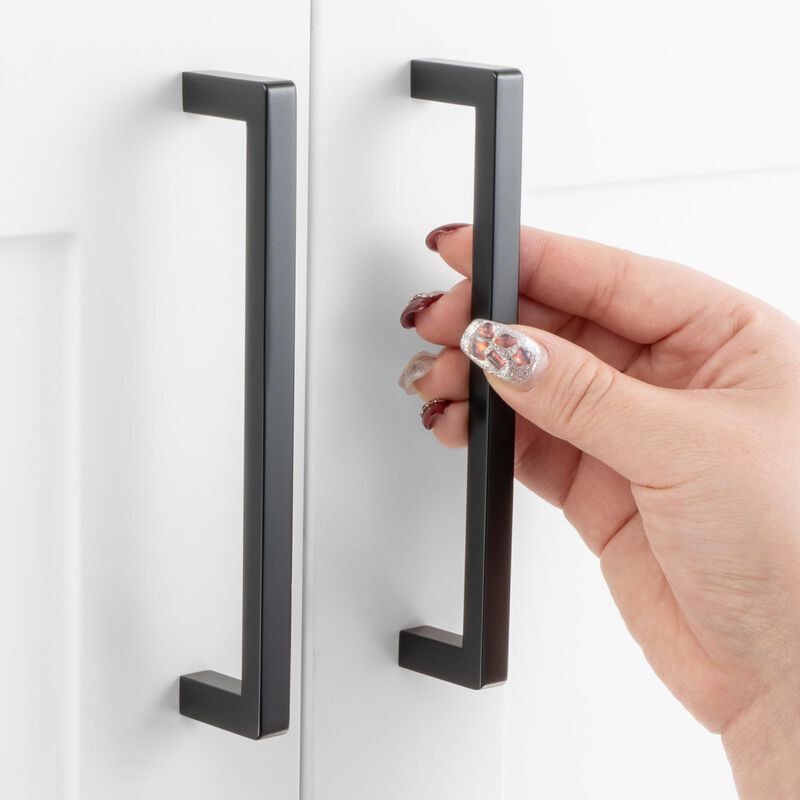ASKANO Pack of 20, 5 Inch Hole Centers, Black Square Bar Kitchen Cabinet Pull Handle ZP2401 | Solid Hardware for Drawer, Dresser