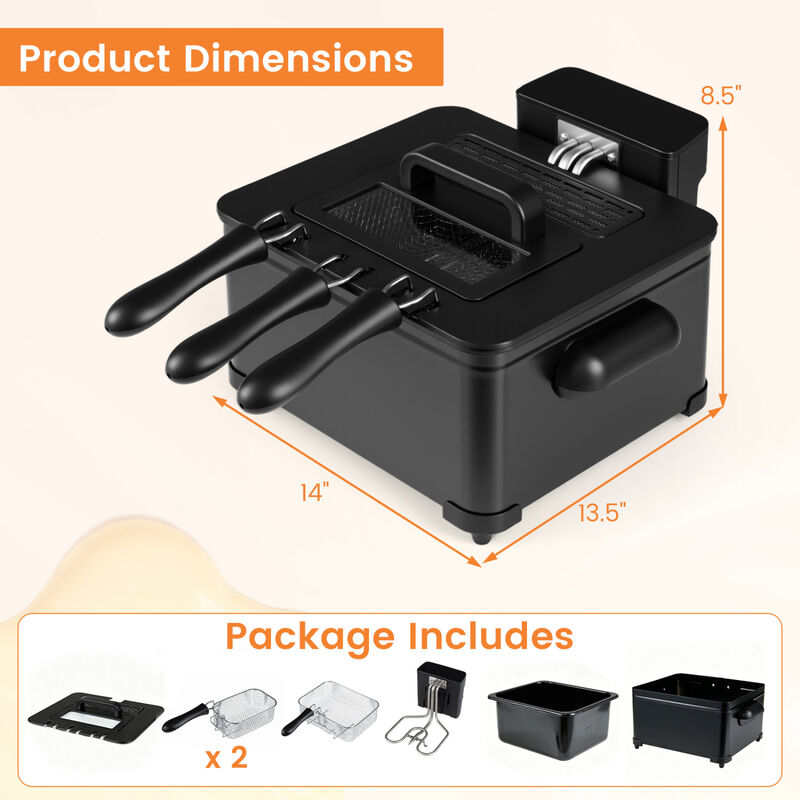 3 Basket Electric Deep Fryer with 1700W Power LED Touchscreen and 6 Preset Settings image number 2