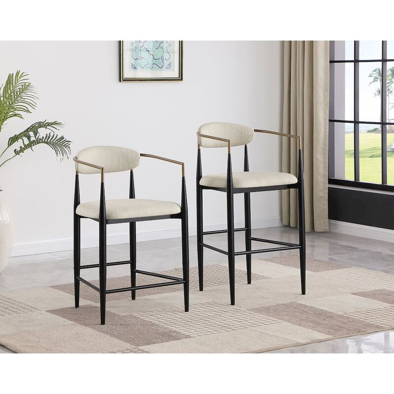 Coaster Tina Fabric Upholstered Counter Chair Beige (Set of 2)