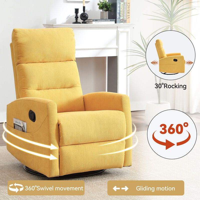 Manual Recliner Chair with Rocker and Swivel in Fabric for Living Room image number 3