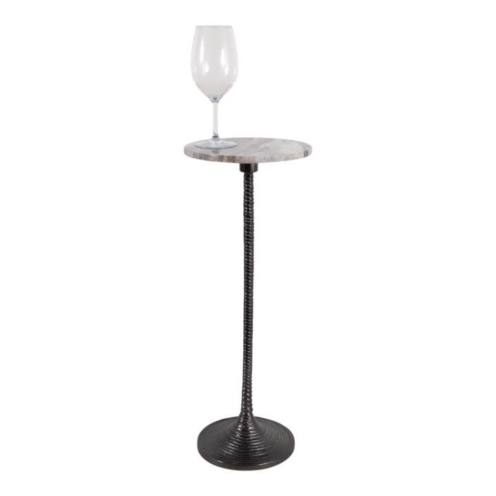 26x10" Antique Gray Marble Top Drink Table / Antiq
