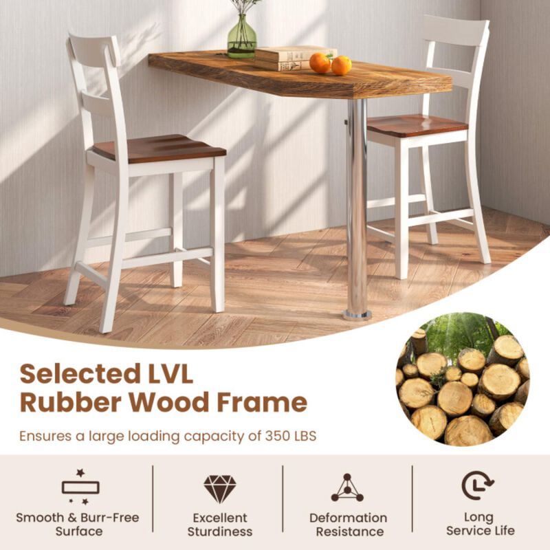 Hivvago Farmhouse Dining Bar Stool Set of 2 with Solid Rubber Wood Frame