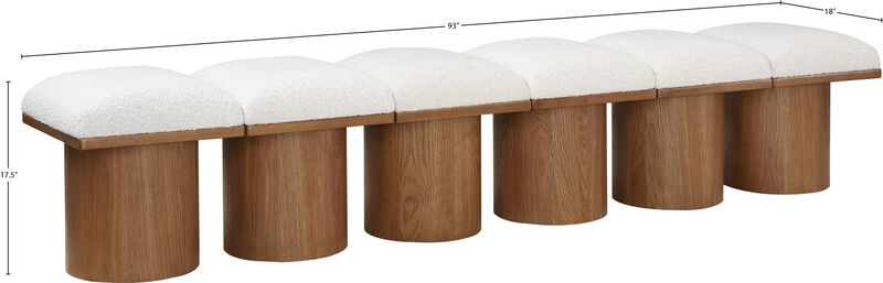 Meridian Furniture Pavilion Cream Boucle Fabric Bench