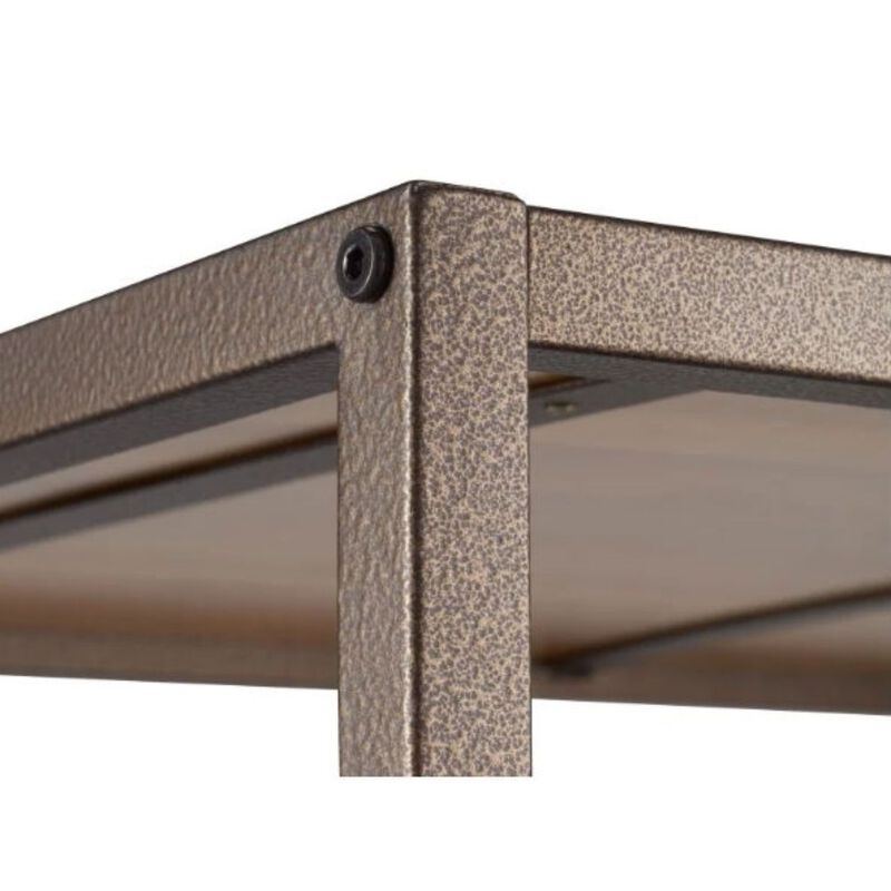 QuikFurn Heavy Duty 5-Shelf Steel Frame Shelving Unit with Bamboo Shelves