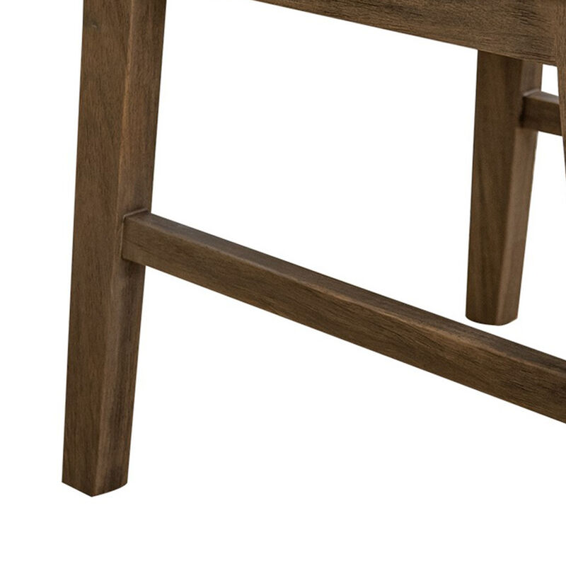 Gena Dining Side Chair Set of 2, Panel Backrest, Brown Solid Mango Wood - Benzara