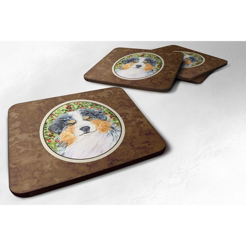 Caroline's Treasures SS8848FC Australian Shepherd Foam Coasters (Set of 4), 3.5 H x 3.5 W, Multicolor image number 0