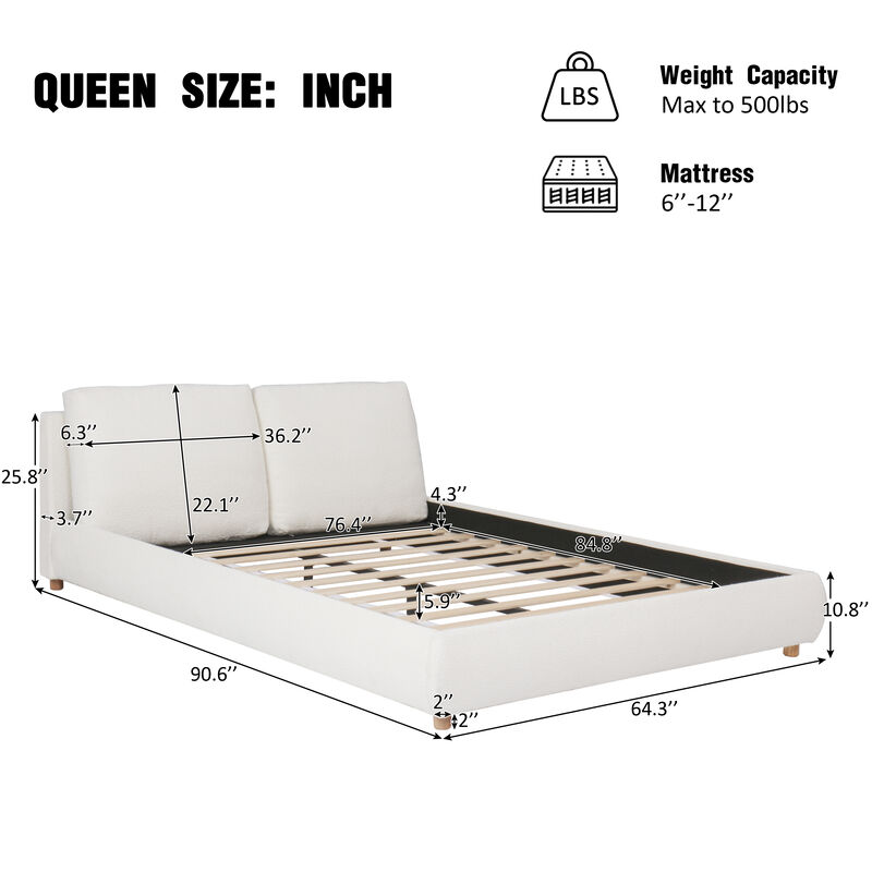Christopher Knight Home Daley Upholstered Platform Bed with Removable Pillow Headboard image number 2